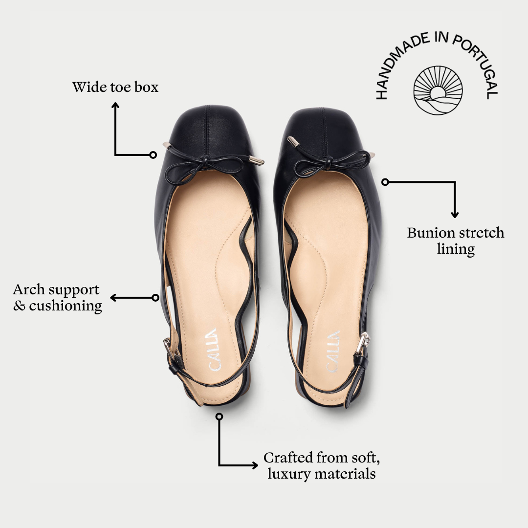 Petra - Black Leather Slingbacks-6