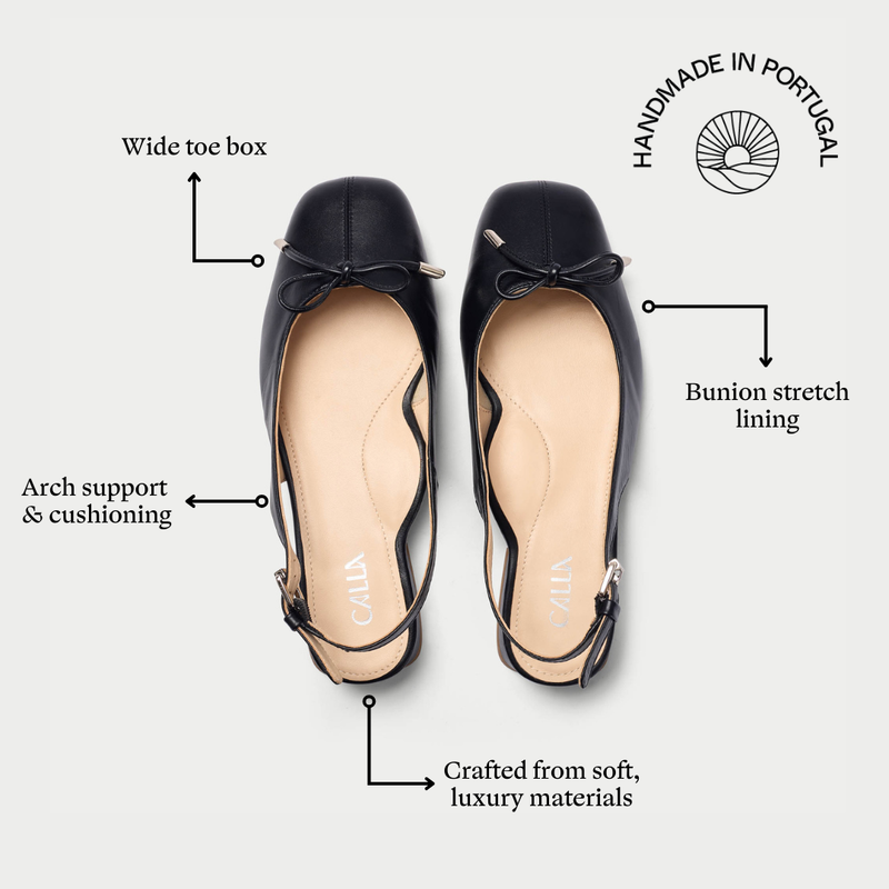 Petra - Black Leather Slingbacks-6