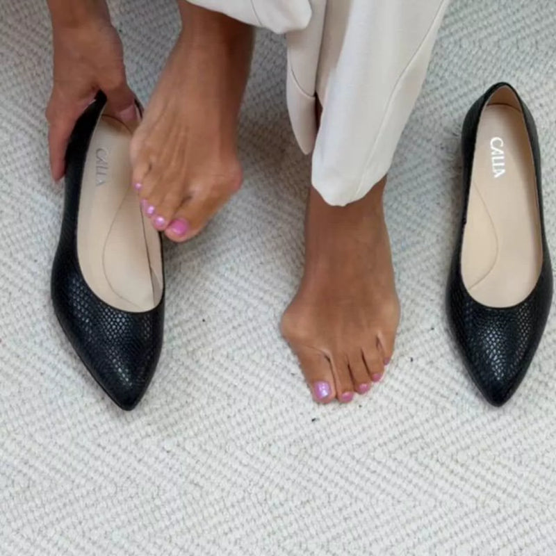 Claudia - Black Croc Leather Courts-3
