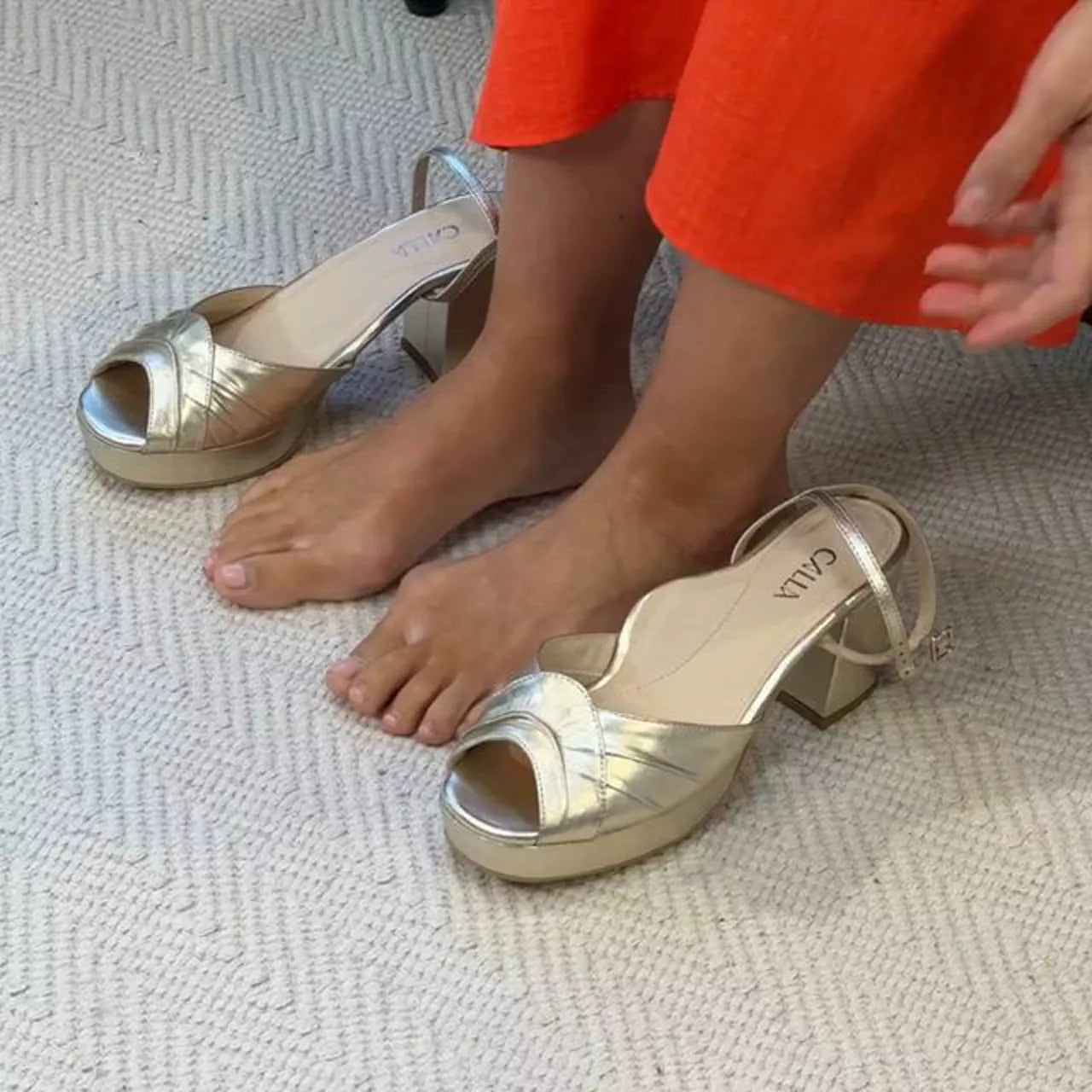 Lottie - Champagne Metallic Block Heels-3