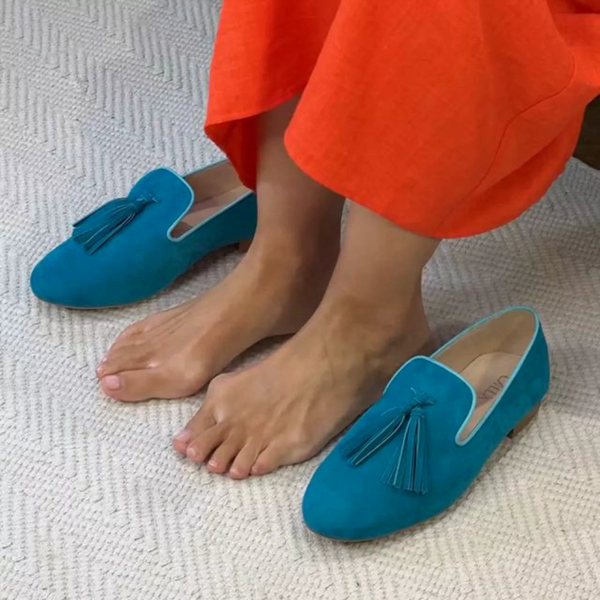 Freya - Teal Suede Loafers-3