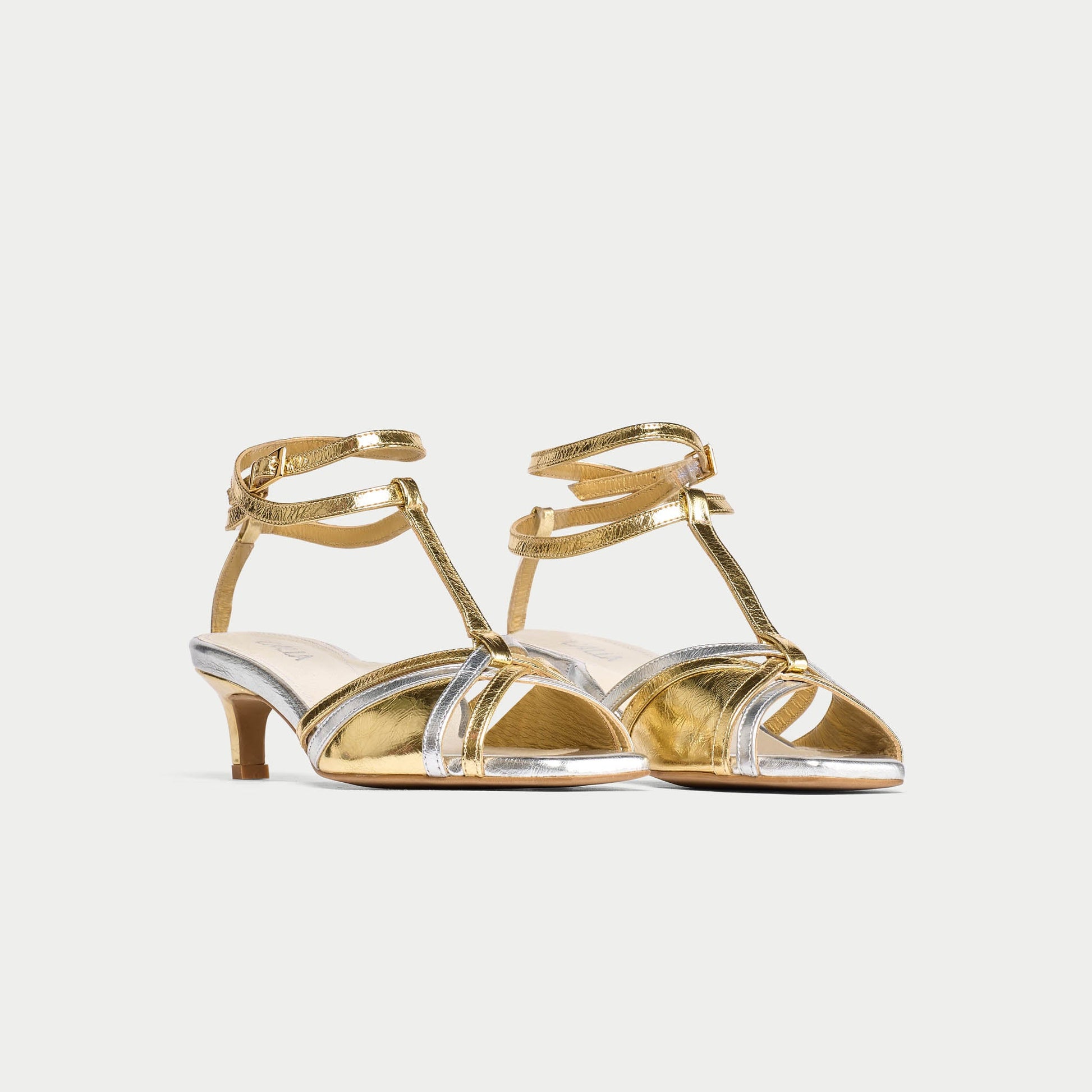 Ria - Mixed Metallic Kitten Heels-5