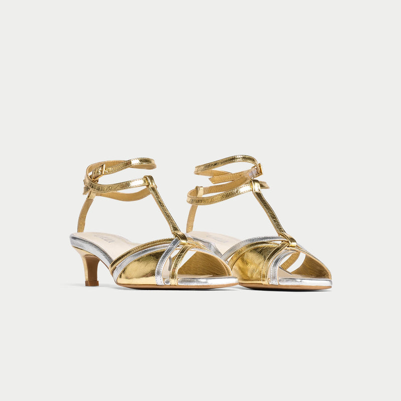 Ria - Mixed Metallic Kitten Heels-5