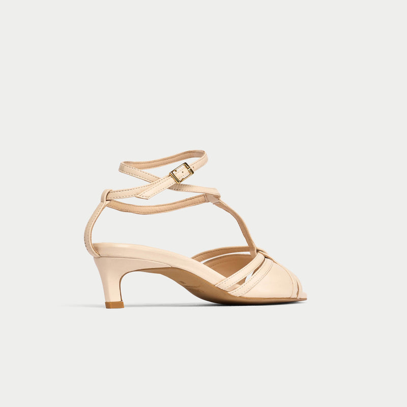 Ria - Light Beige Kitten Heels-6