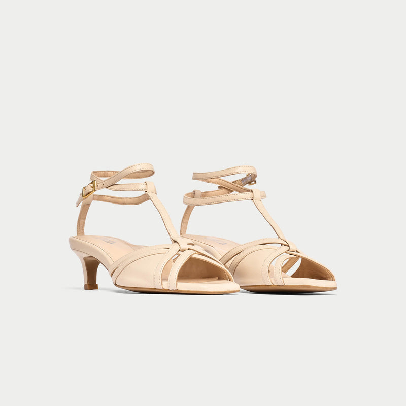 Ria - Light Beige Kitten Heels-4