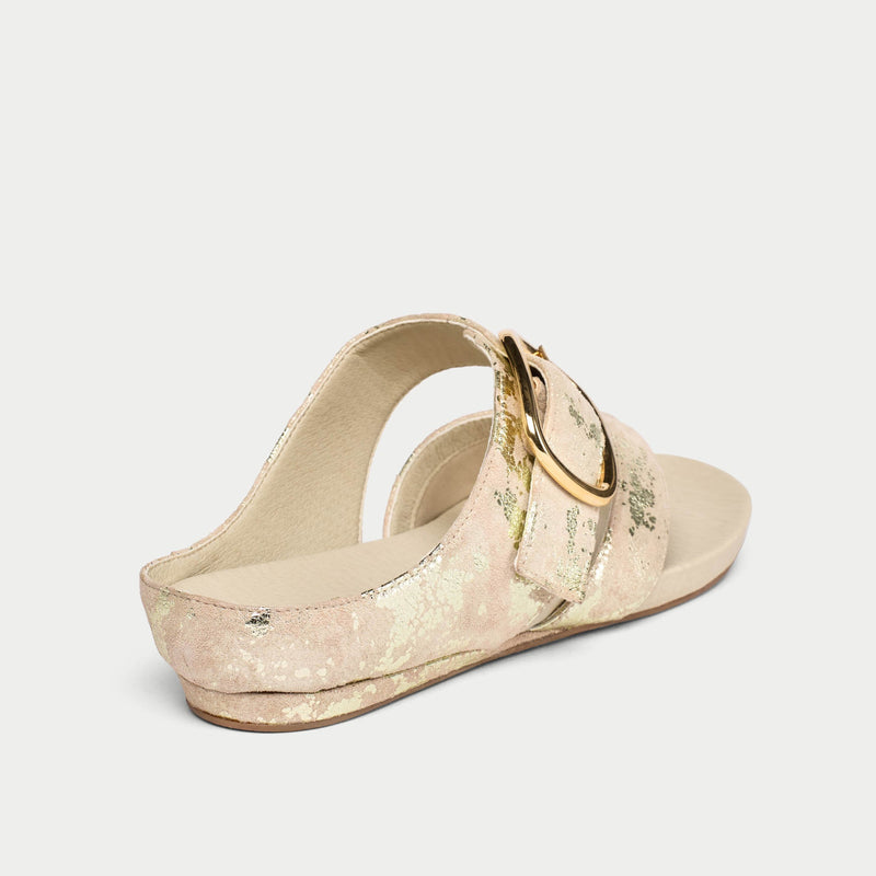 Ruby - Textured Gold Metallic Suede Sandals-5