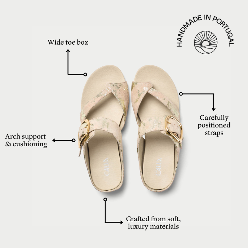 Ruby - Textured Gold Metallic Suede Sandals-6