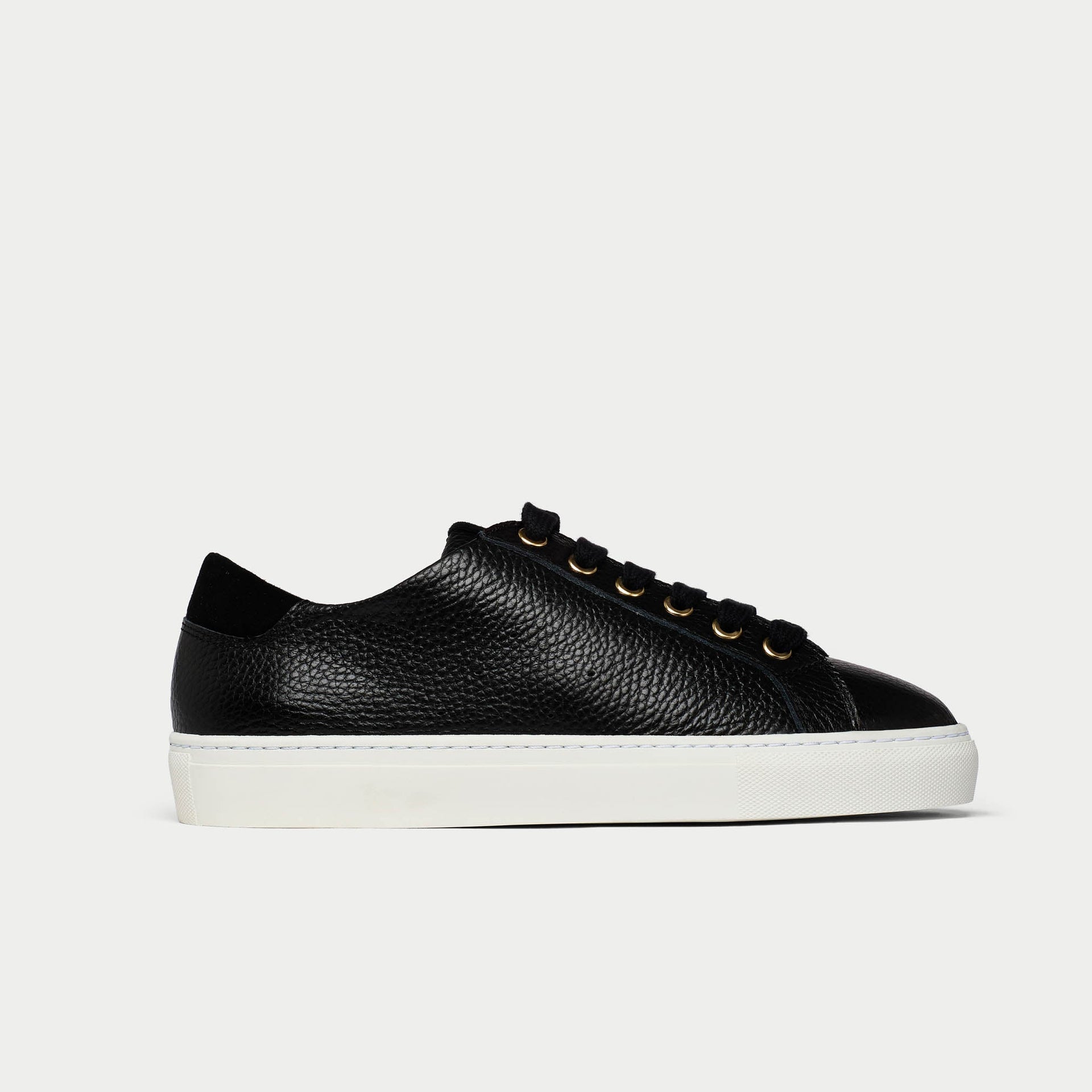 Star - Black Leather Wide Fit Trainers