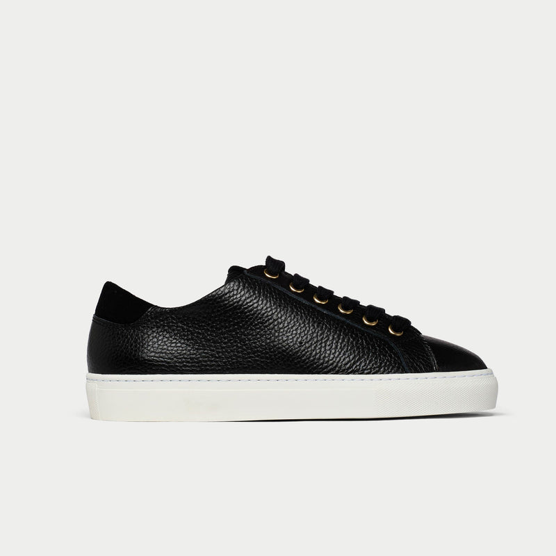 Star - Black Leather Wide Fit Trainers-1