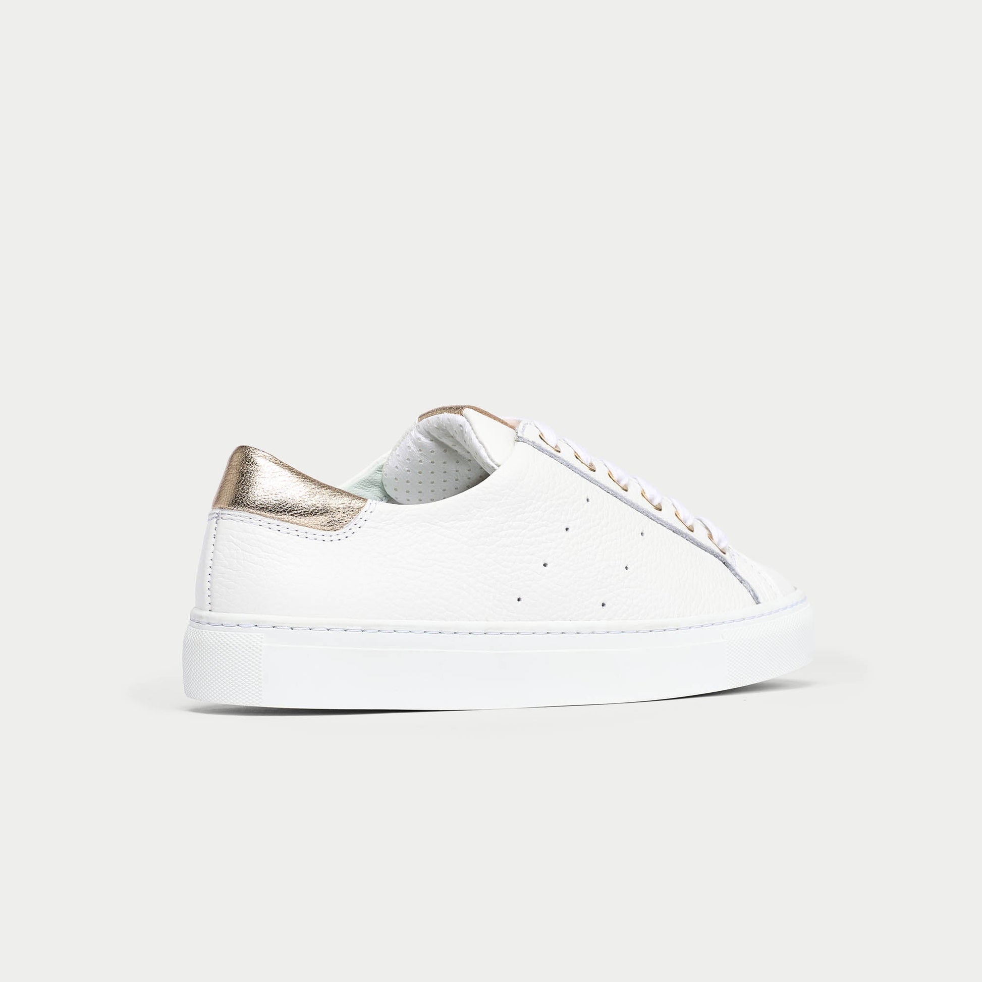 Star - Grain White Leather & Champagne Wide Fit Trainers-7
