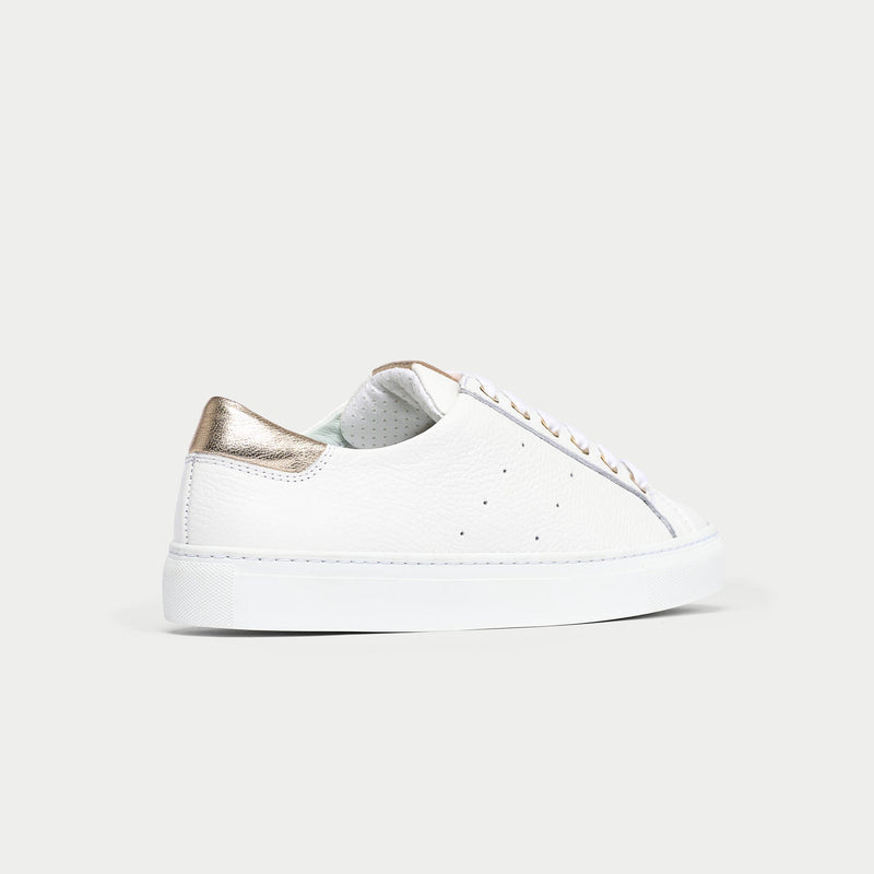 Star - Grain White Leather & Champagne Wide Fit Trainers-7