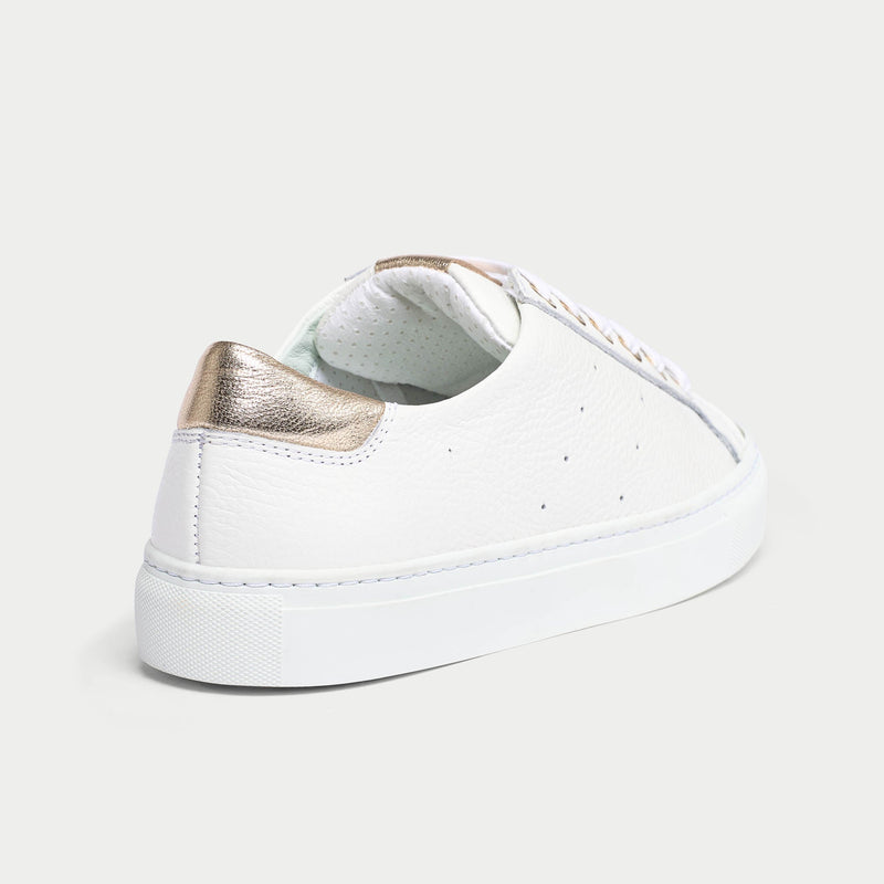 Star - Grain White Leather & Champagne Wide Fit Trainers-8