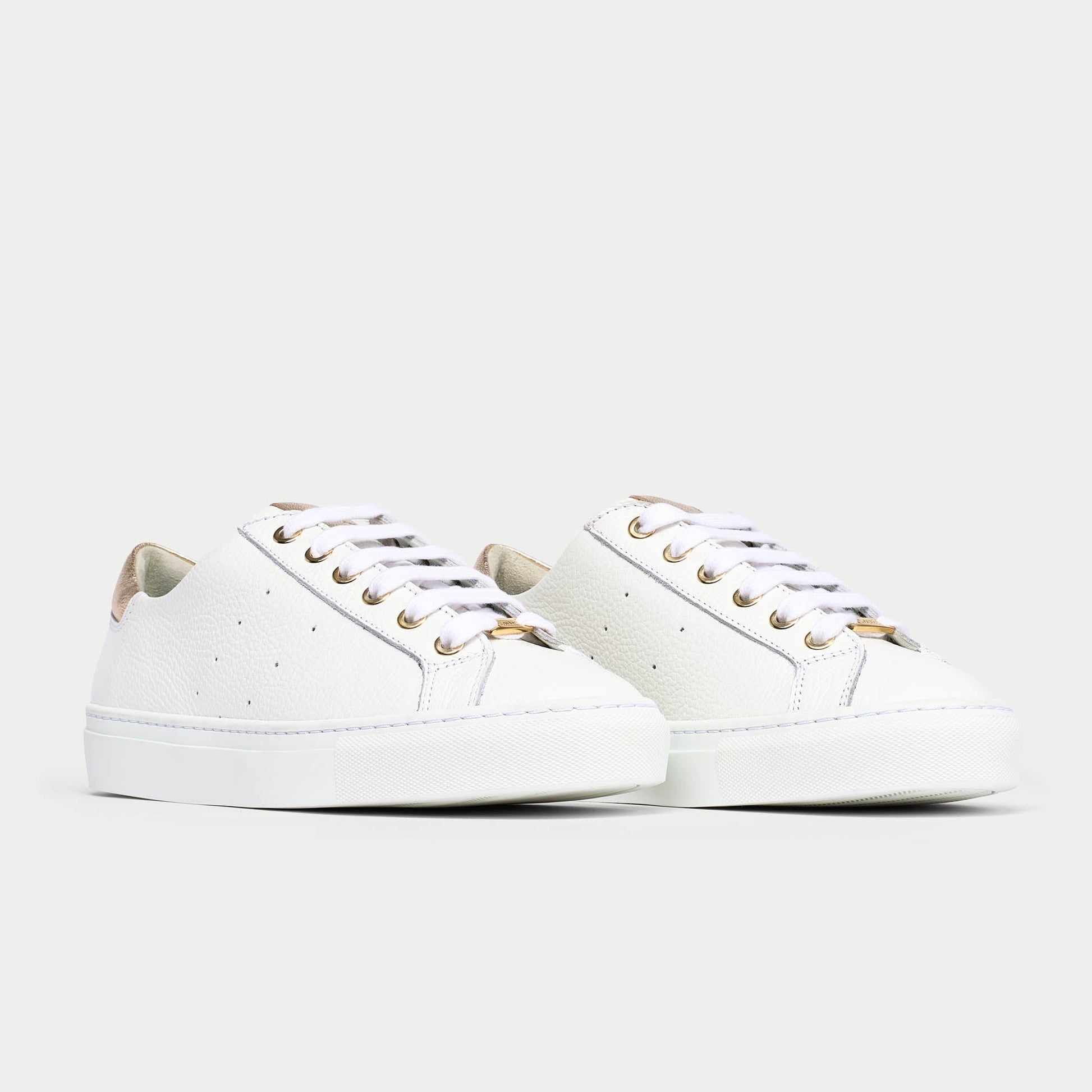 Star - Grain White Leather & Champagne Wide Fit Trainers-4