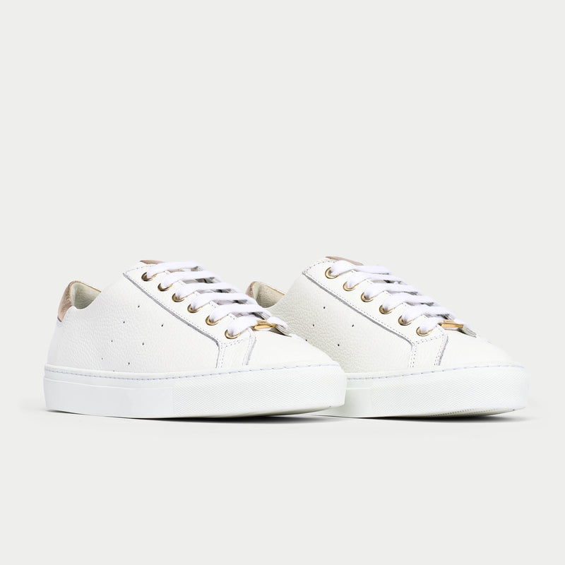 Star - Grain White Leather & Champagne Wide Fit Trainers-4