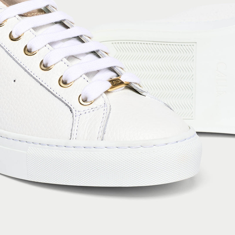 Star - Grain White Leather & Champagne Wide Fit Trainers-3