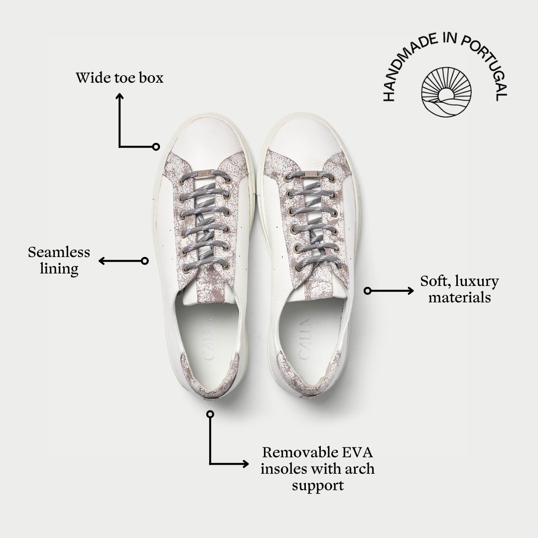 Star - White & Grey Leather Wide Fit Trainers-6