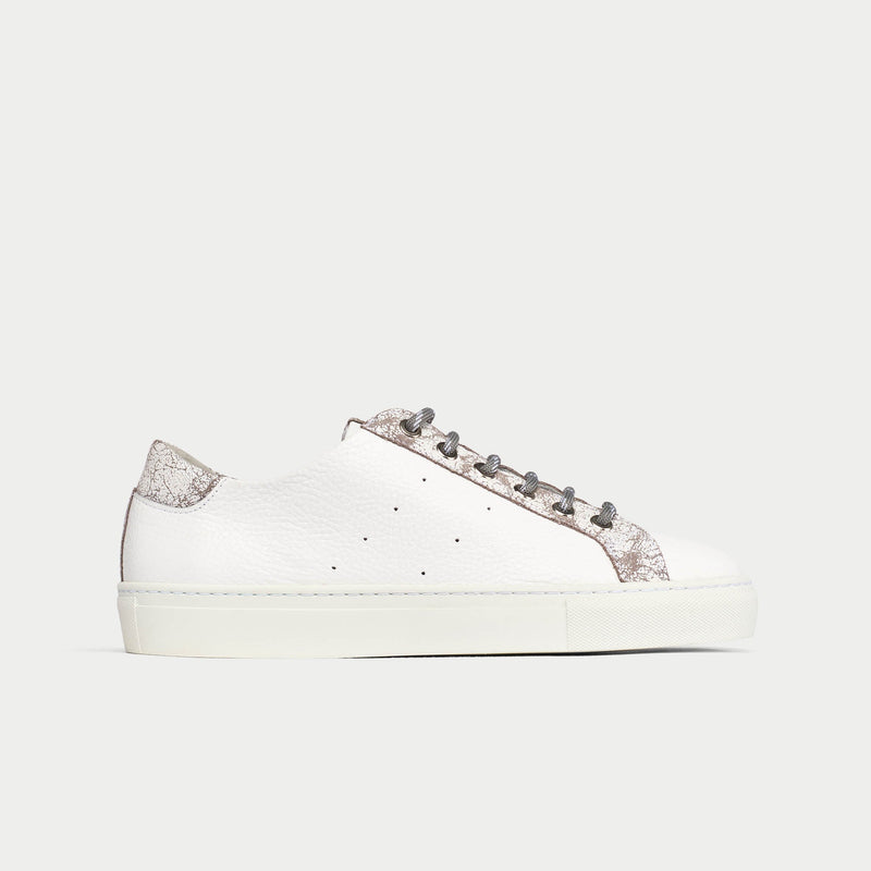 Star - White & Grey Leather Wide Fit Trainers-2