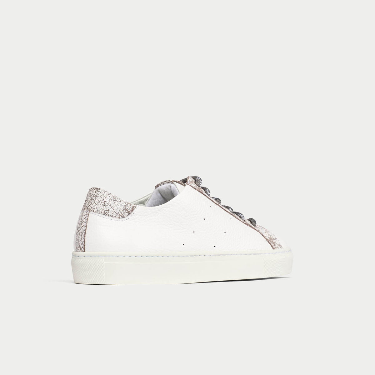 Star - White & Grey Leather Wide Fit Trainers-7