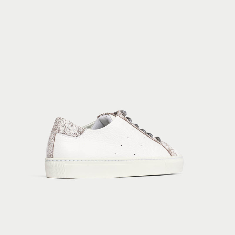 Star - White & Grey Leather Wide Fit Trainers-7