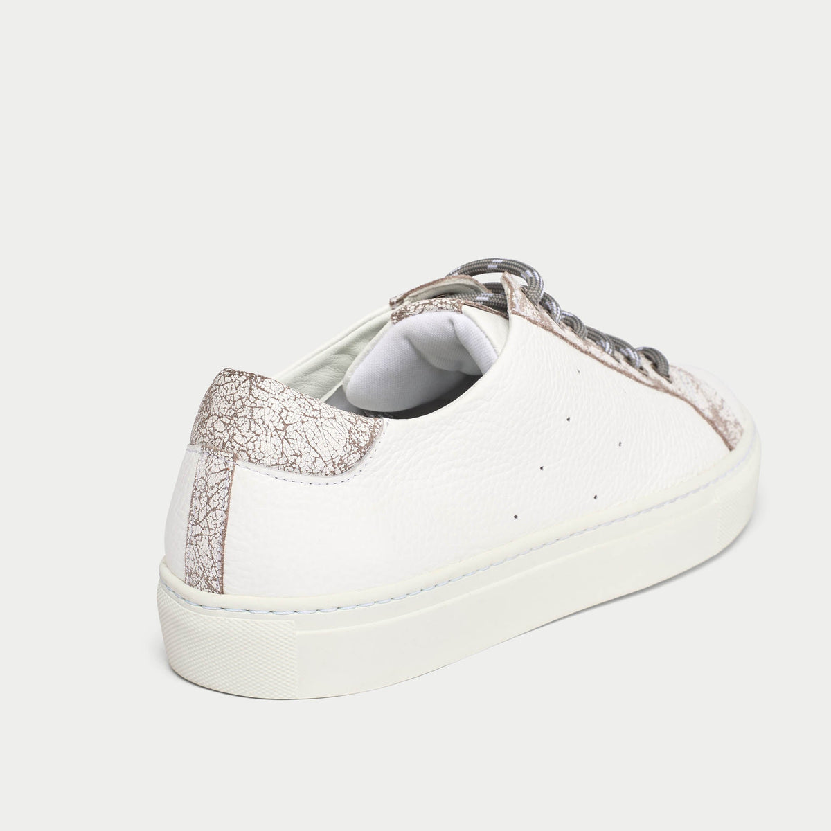 Star - White & Grey Leather Wide Fit Trainers-5