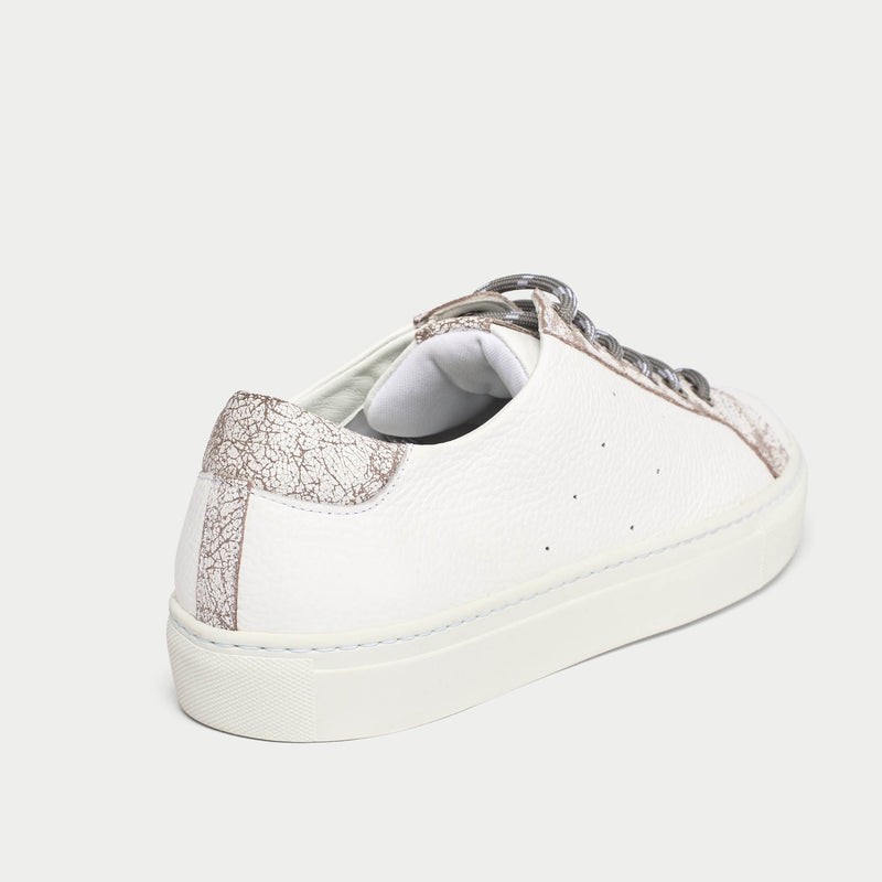 Star - White & Grey Leather Wide Fit Trainers-5