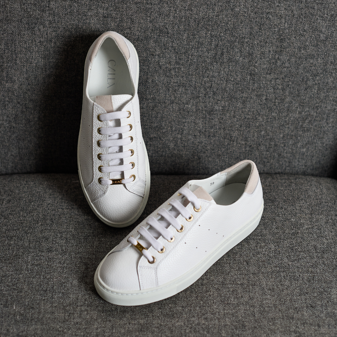 Star - White Grain Leather Wide Fit Trainers-3