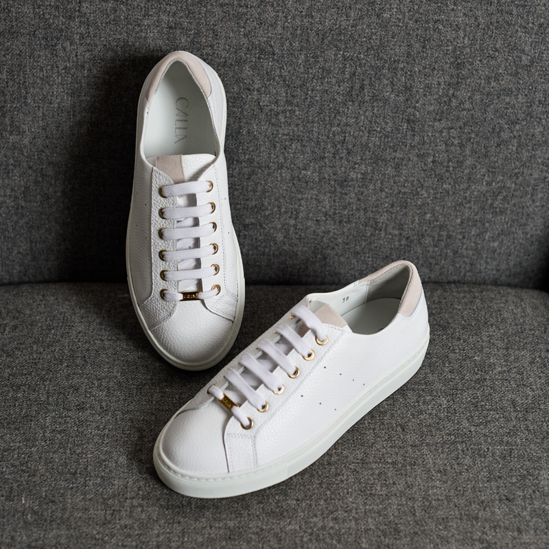 Star - White Grain Leather Wide Fit Trainers-3
