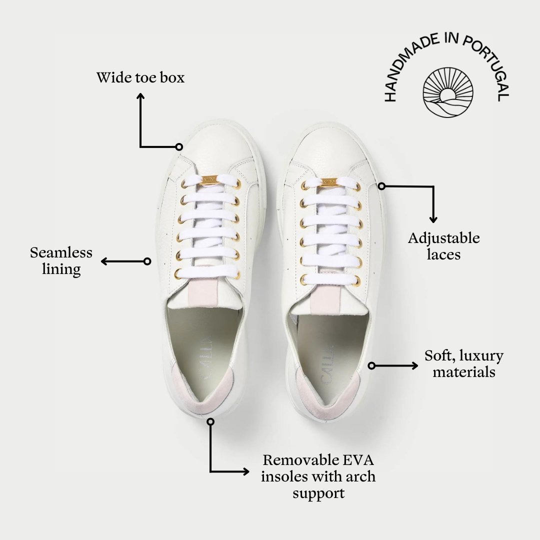 Star - White Grain Leather Wide Fit Trainers-6