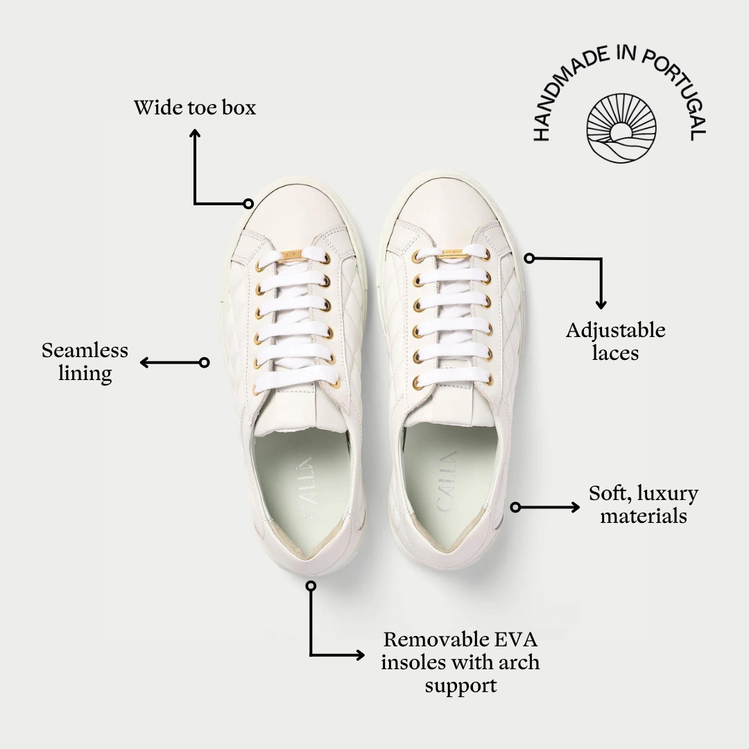 Star - White Quilted Leather Wide Fit Trainers-5