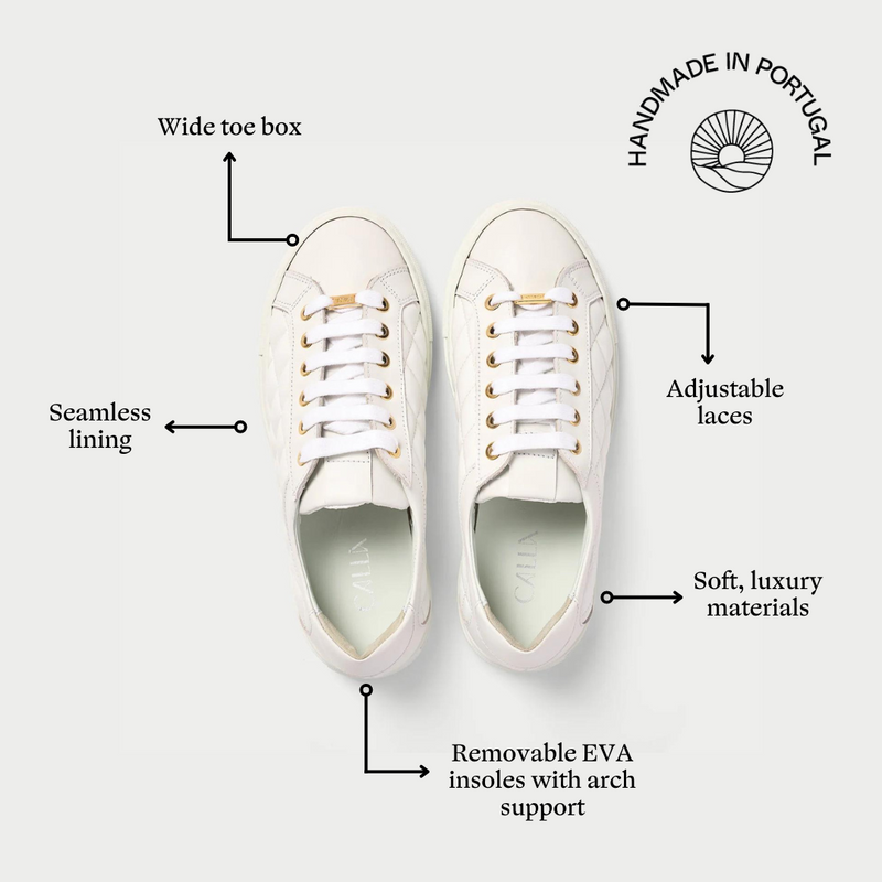 Star - White Quilted Leather Wide Fit Trainers-5